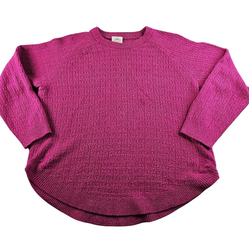 Women's Magenta Knit Sweater Crewneck Long Sleeve‎ Casual Pullover Top